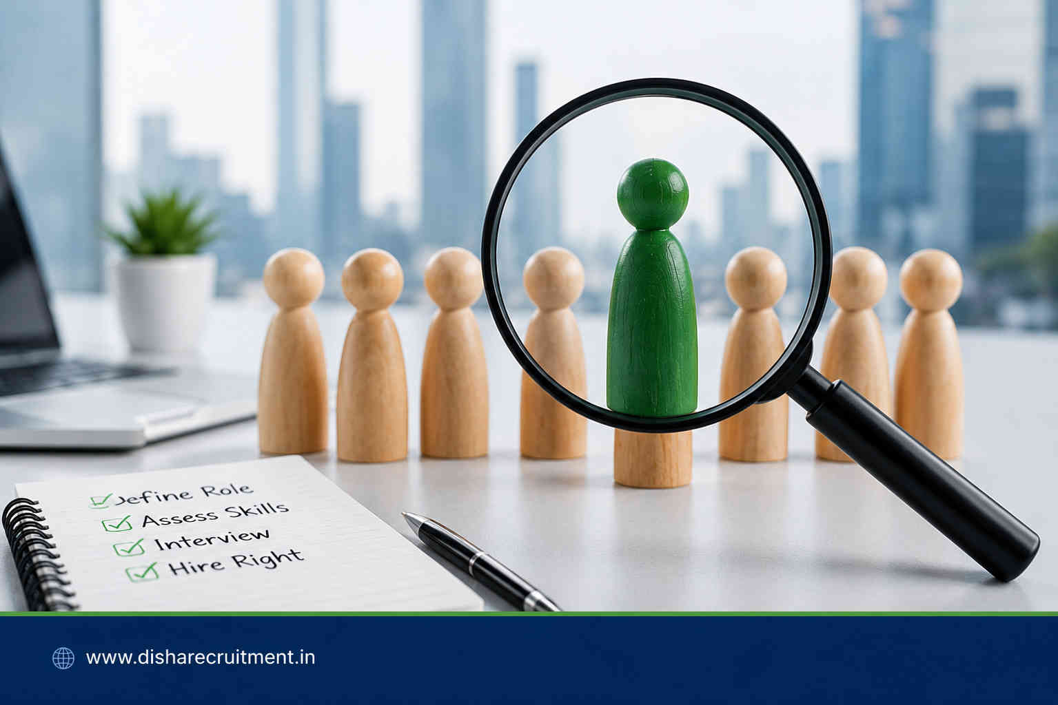 Employer reviewing candidates and hiring requirements before starting recruitment